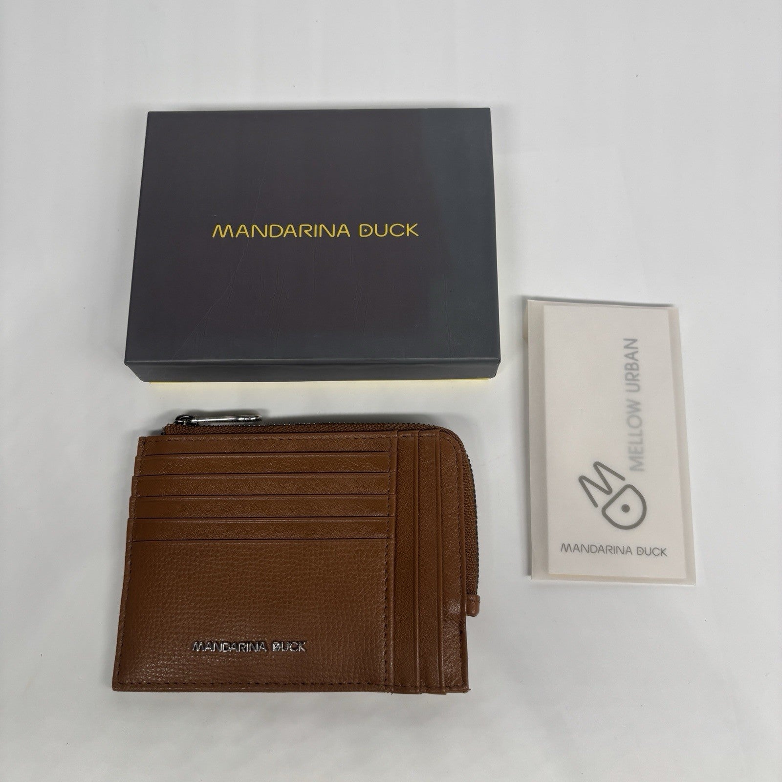 Genuine Mandarina Duck Mellow Urban RFID Leather Card Holder Indian Tan