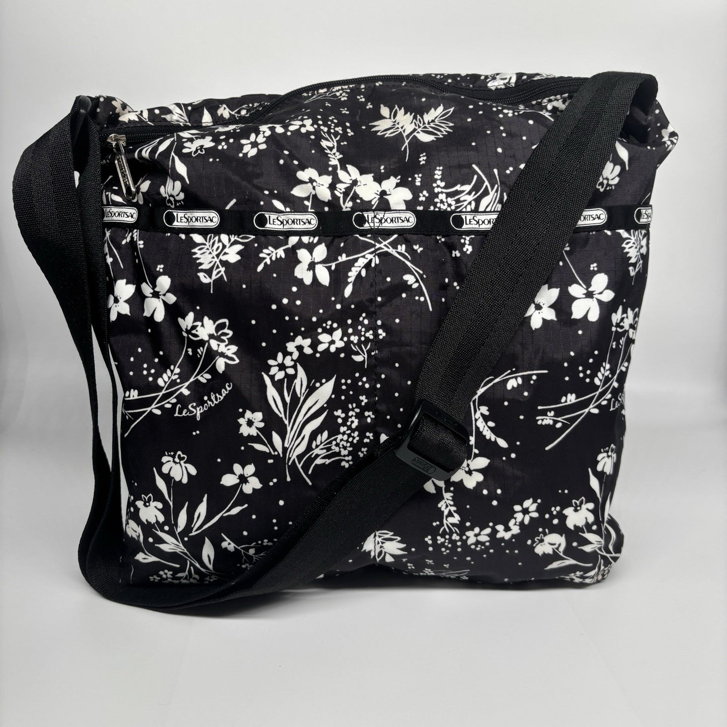 Genuine LeSportSac Crossbody Bag Black and White Floral