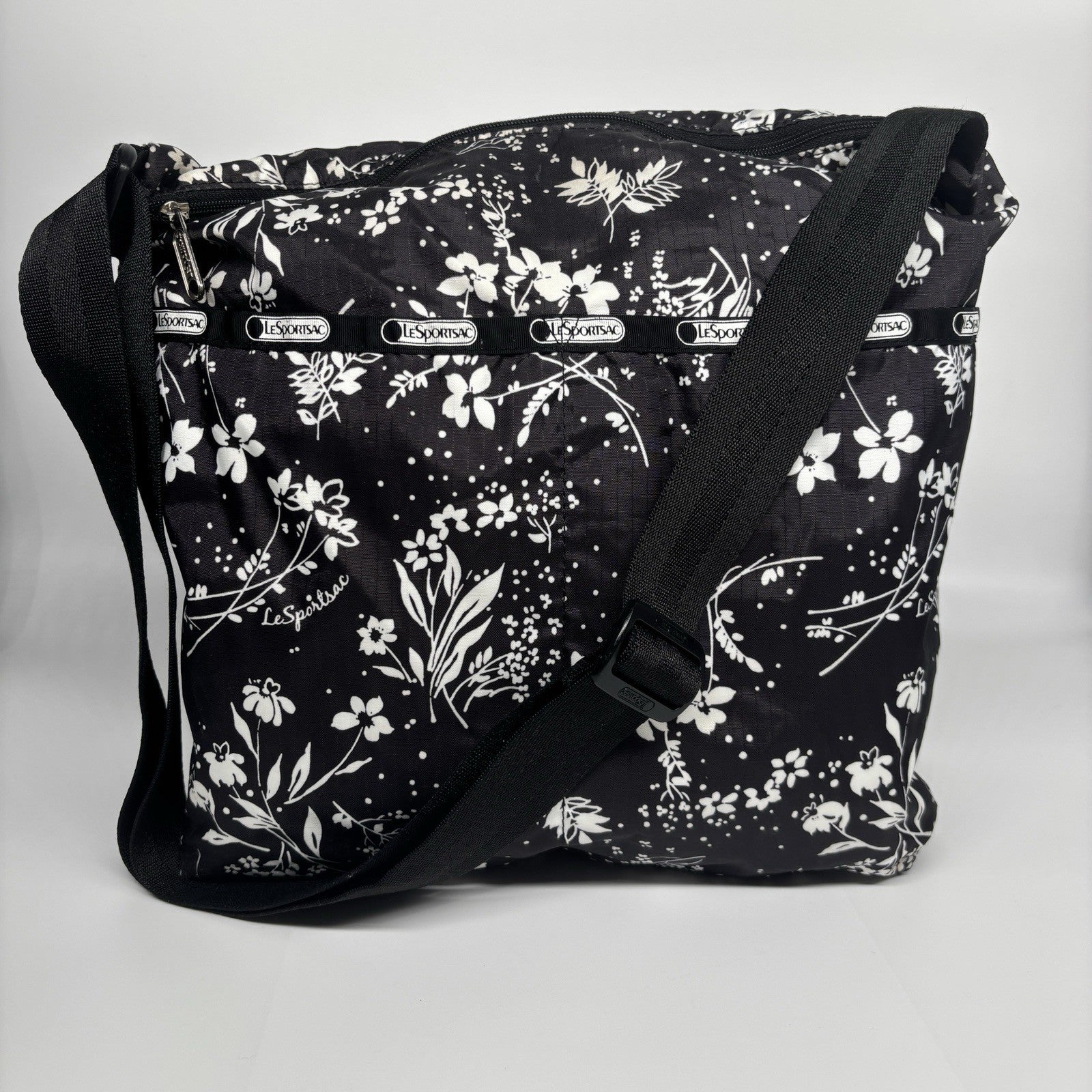Genuine LeSportSac Crossbody Bag Black and White Floral