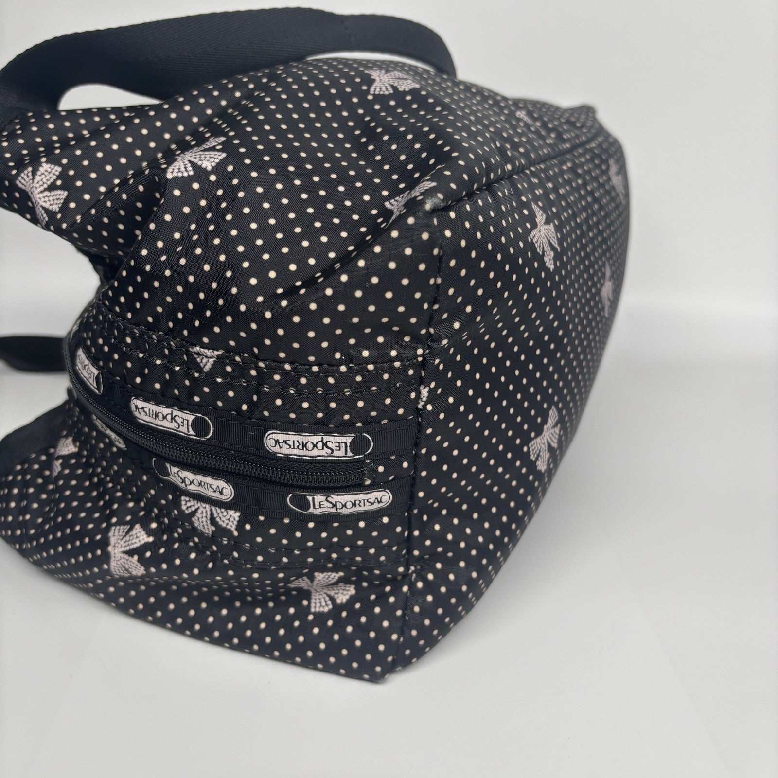 LESPORTSAC Black And White Spots And Bows Handbag Shoulder Bag