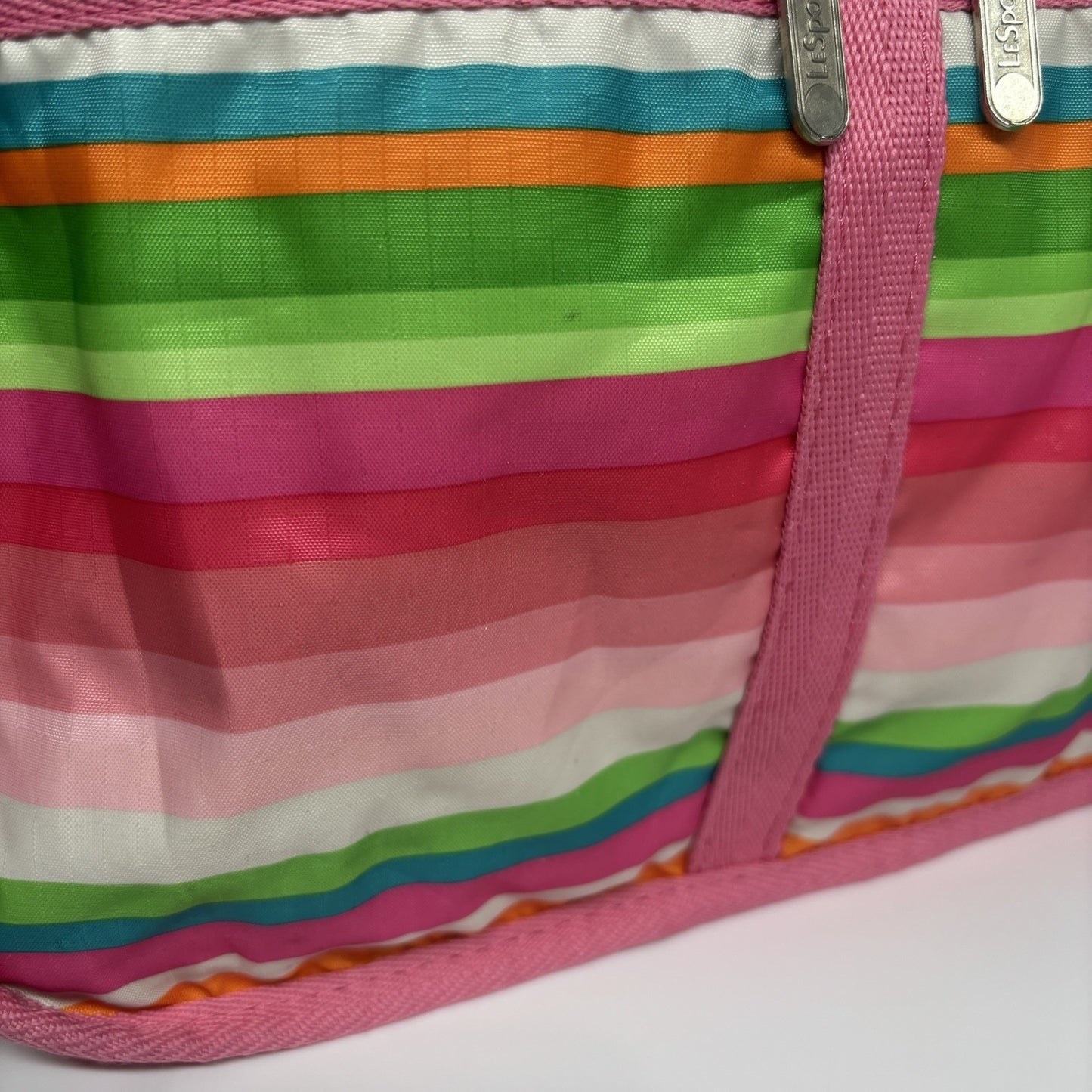 Genuine LeSportSac Expandable Crossbody Bag Pink Multi Coloured Stripe Print