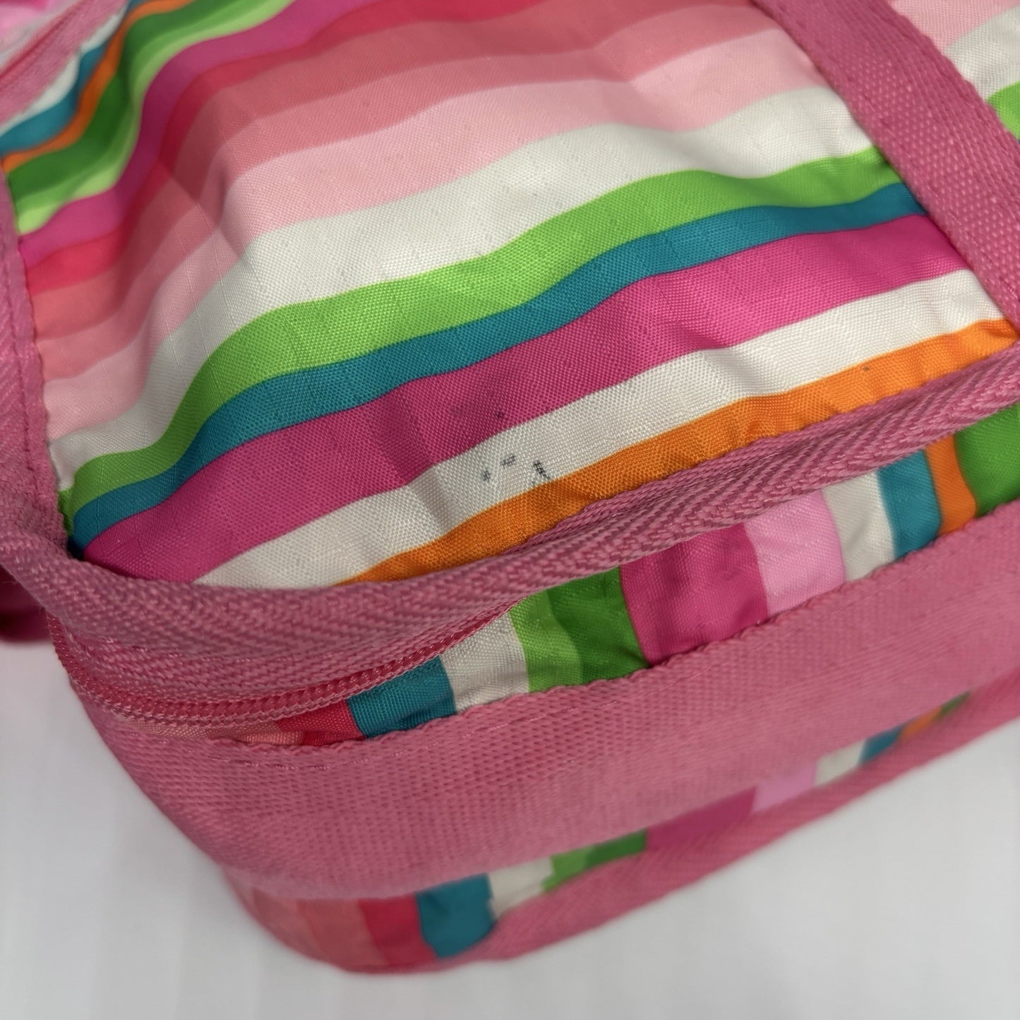 Genuine LeSportSac Expandable Crossbody Bag Pink Multi Coloured Stripe Print