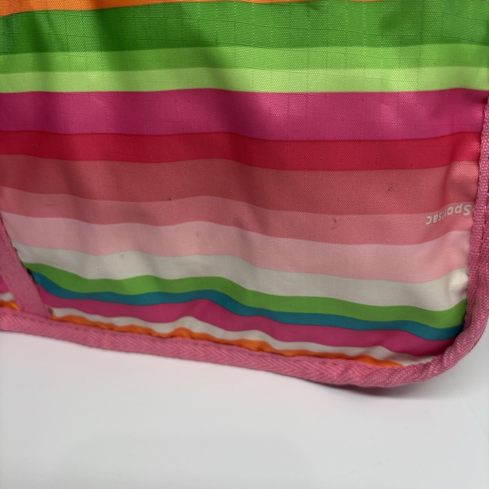 Genuine LeSportSac Expandable Crossbody Bag Pink Multi Coloured Stripe Print