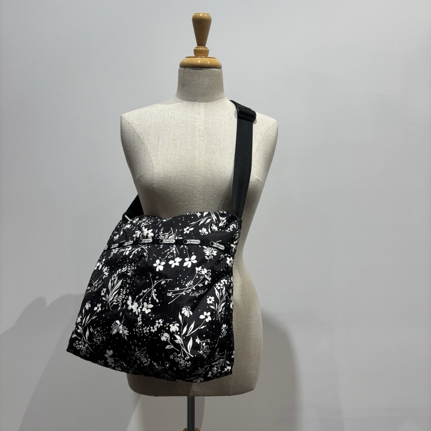 Genuine LeSportSac Crossbody Bag Black and White Floral