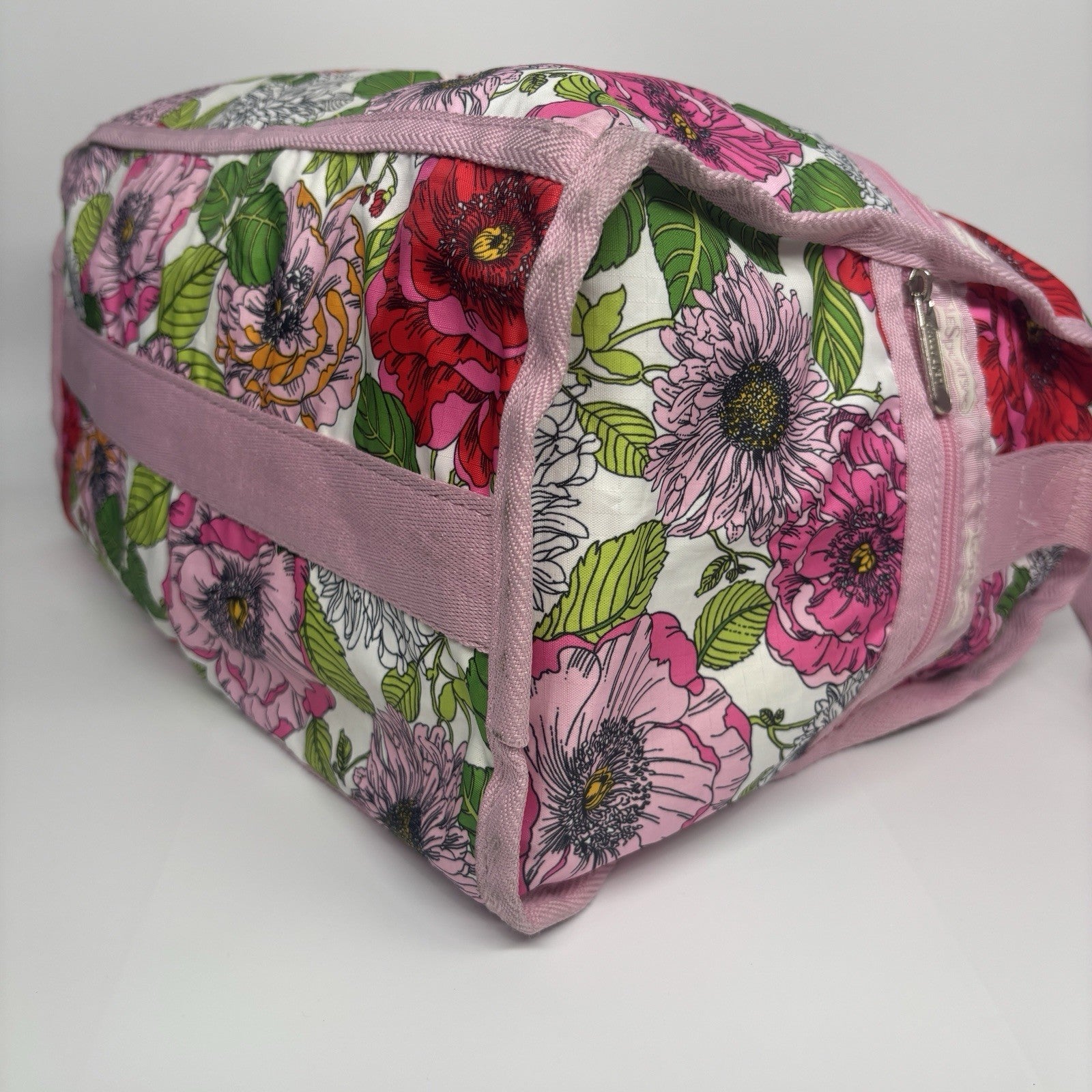 LESPORTSAC Pink Green Floral Duffle Bag
