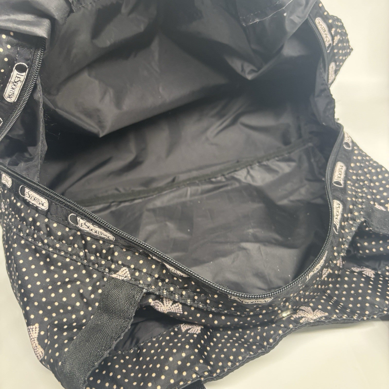 LESPORTSAC Black And White Spots And Bows Handbag Shoulder Bag