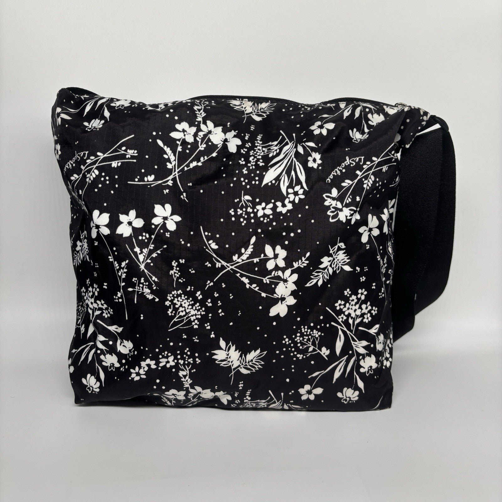 Genuine LeSportSac Crossbody Bag Black and White Floral