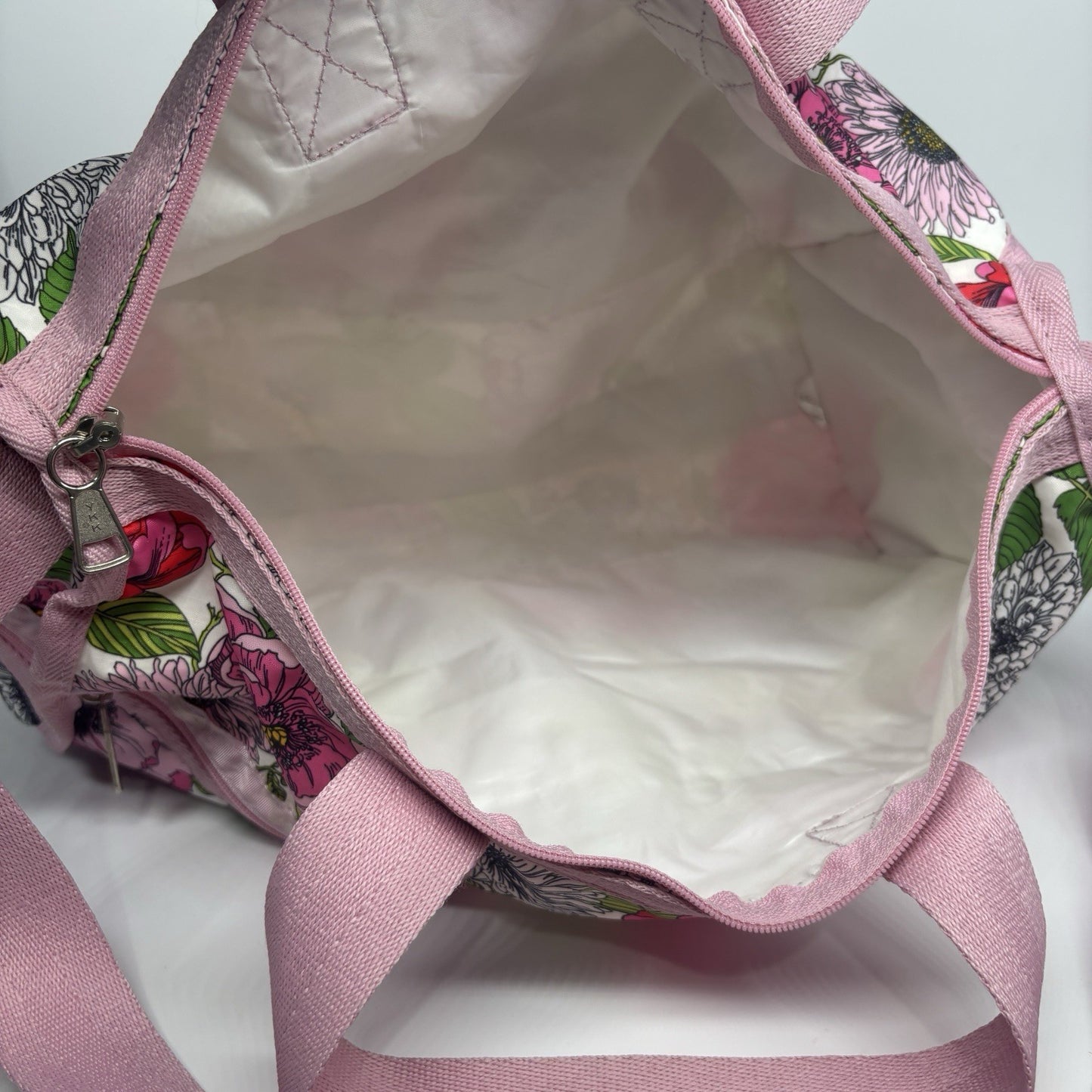 LESPORTSAC Pink Green Floral Duffle Bag