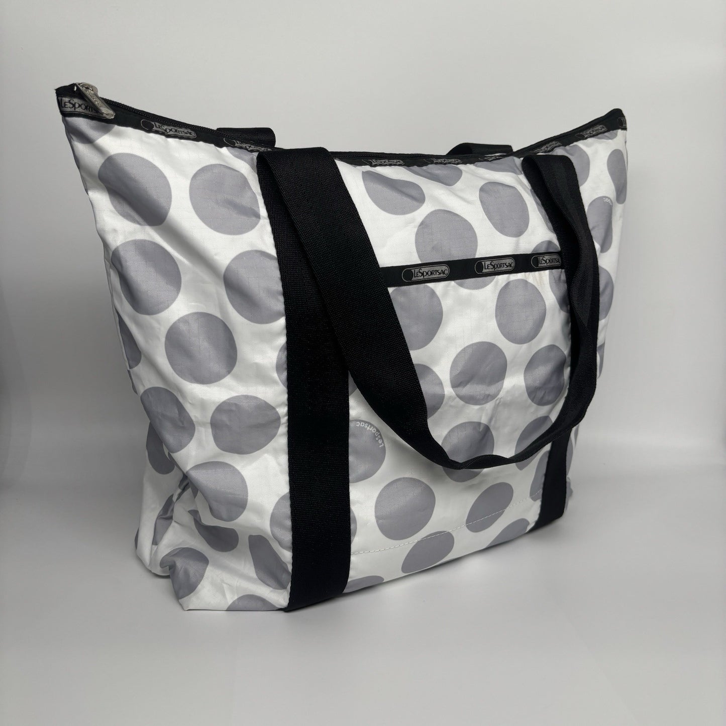 LESPORTSAC Tote Bag White with Grey Spots