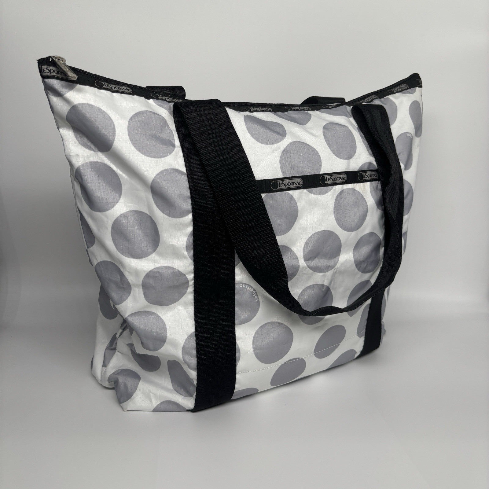 LESPORTSAC Tote Bag White with Grey Spots