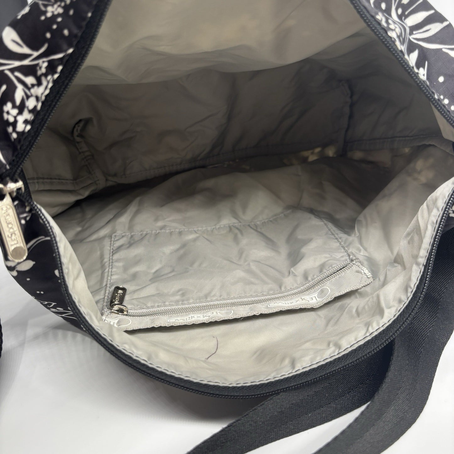 Genuine LeSportSac Crossbody Bag Black and White Floral