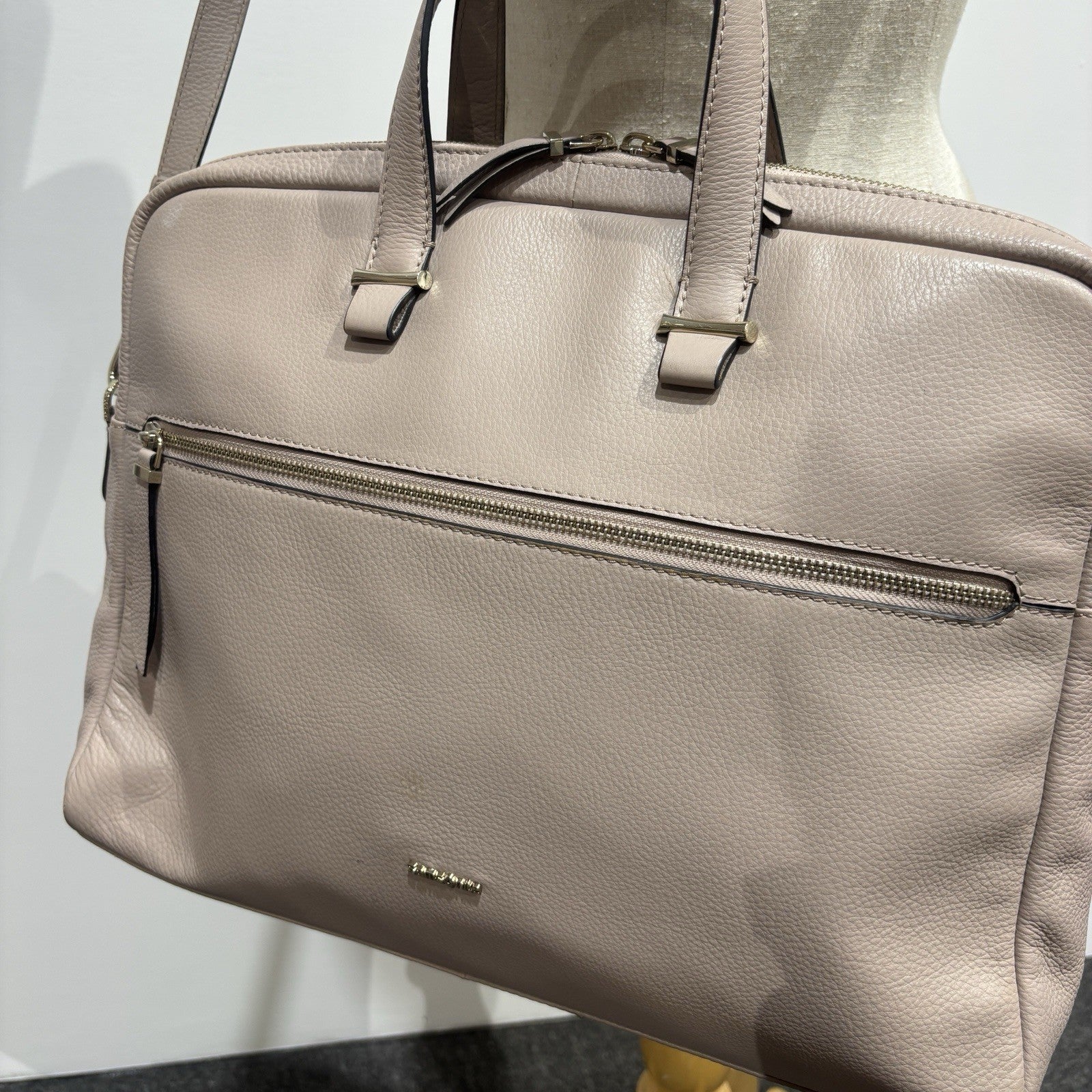 Samsonite Leather Highline Bailhandle Laptop Briefcase