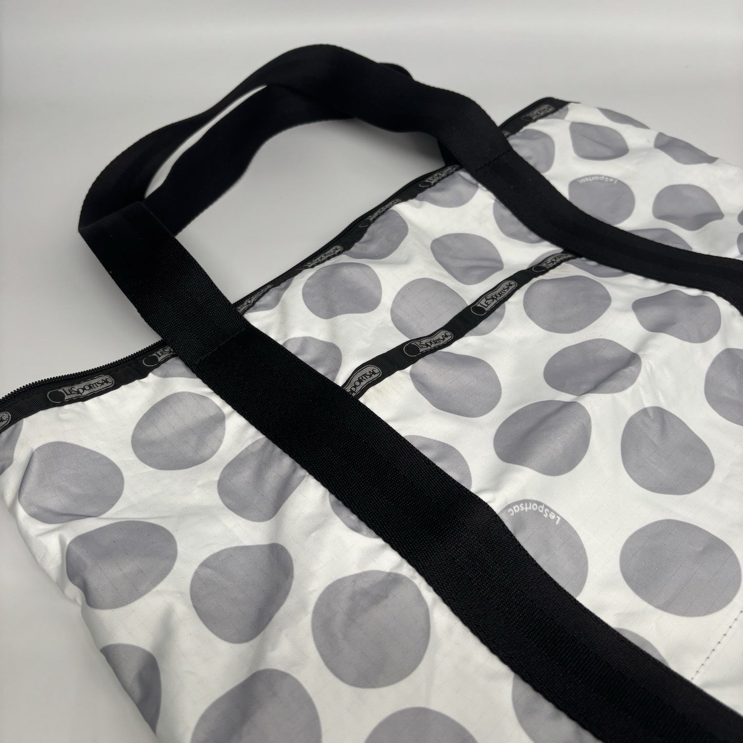 LESPORTSAC Tote Bag White with Grey Spots