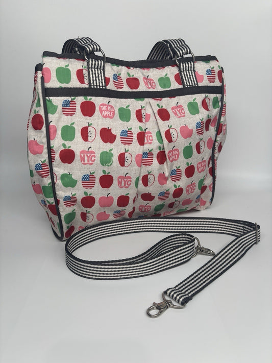 LESPORTSAC Big Apple Tote Crossbody Bag Pink Red