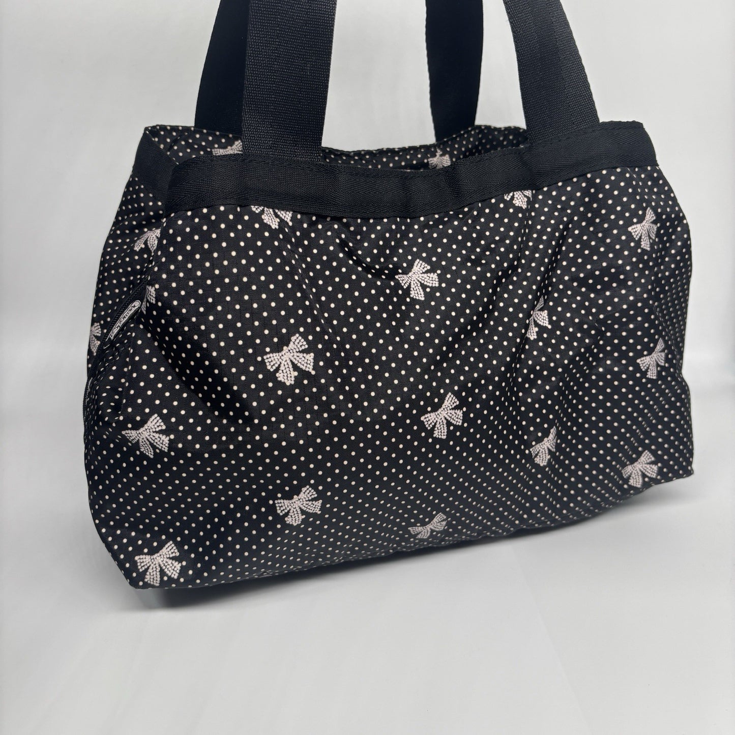 LESPORTSAC Black And White Spots And Bows Handbag Shoulder Bag
