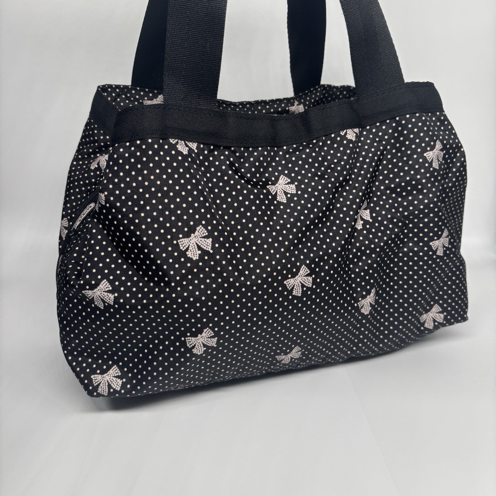 LESPORTSAC Black And White Spots And Bows Handbag Shoulder Bag