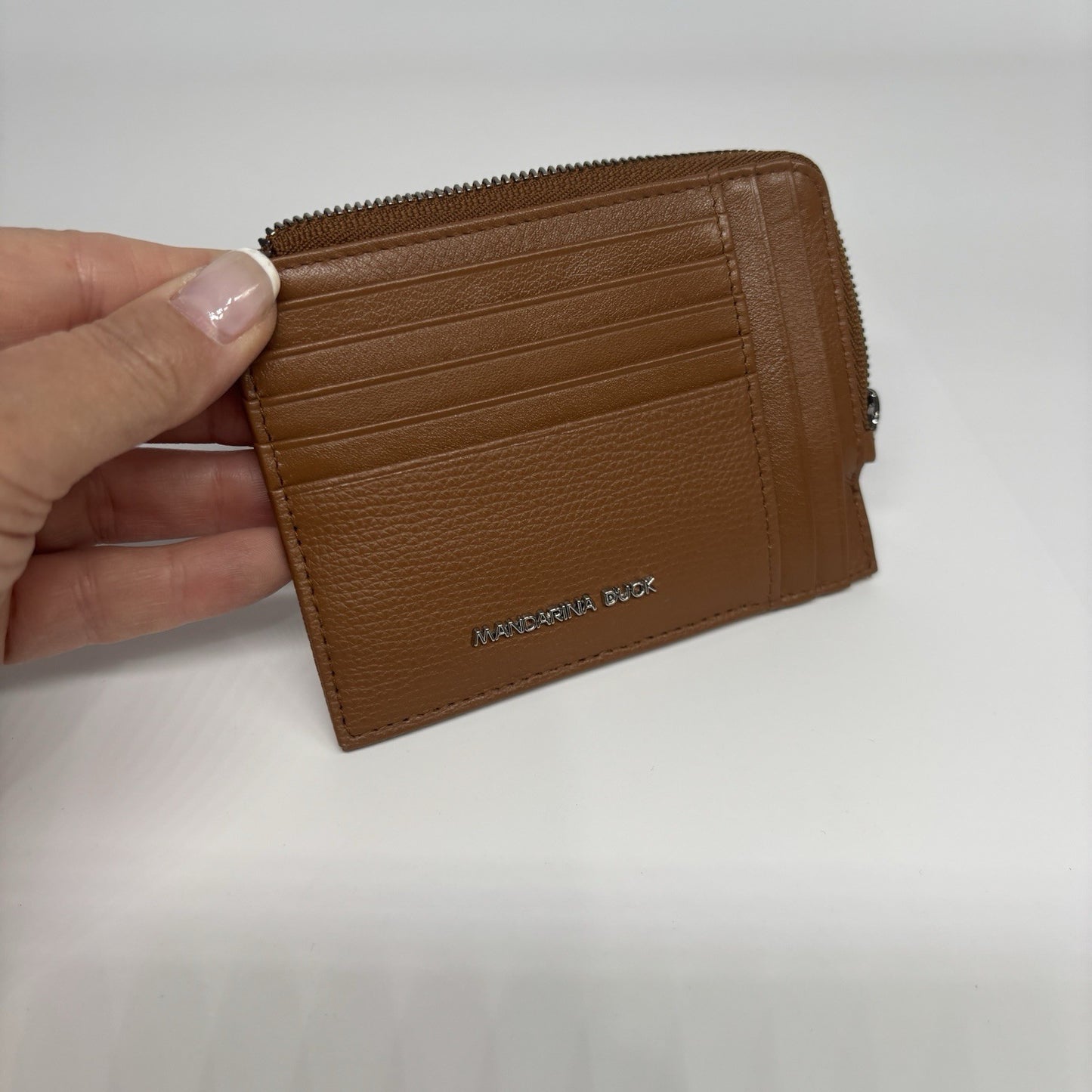 Genuine Mandarina Duck Mellow Urban RFID Leather Card Holder Indian Tan