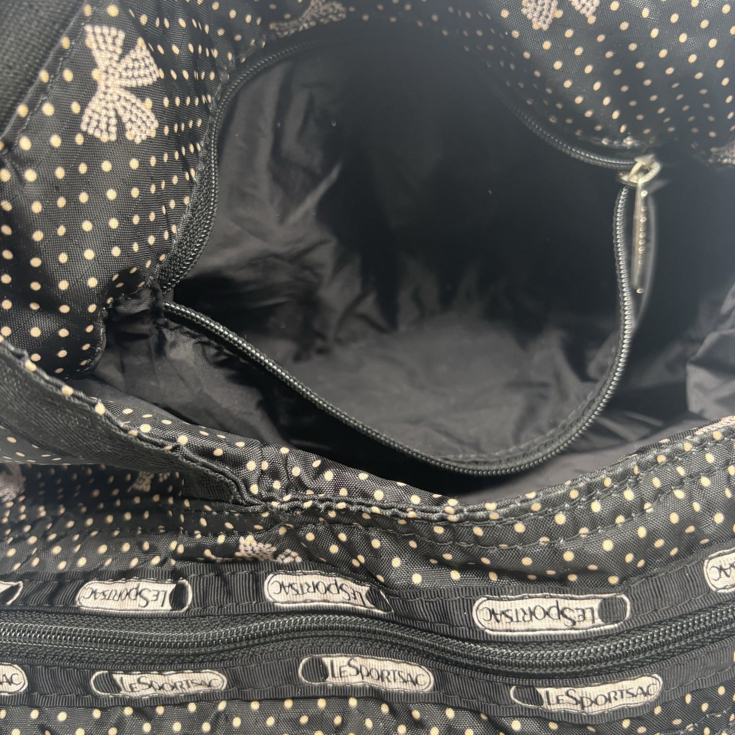 LESPORTSAC Black And White Spots And Bows Handbag Shoulder Bag