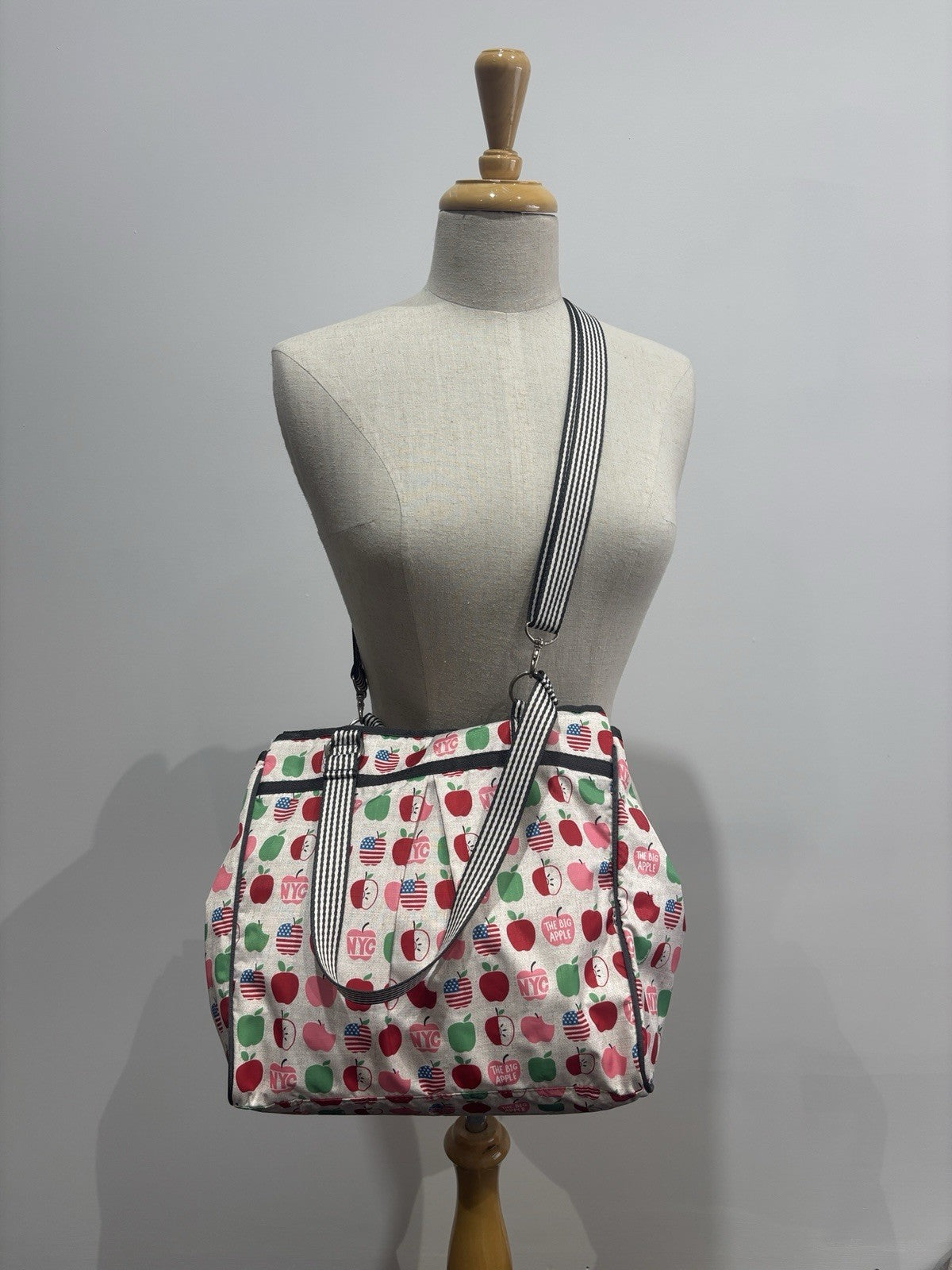 LESPORTSAC Big Apple Tote Crossbody Bag Pink Red