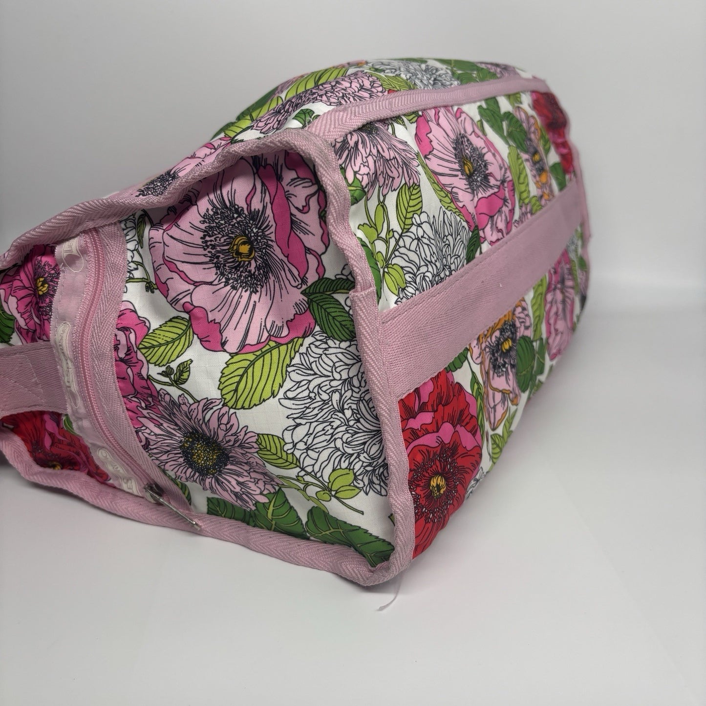 LESPORTSAC Pink Green Floral Duffle Bag