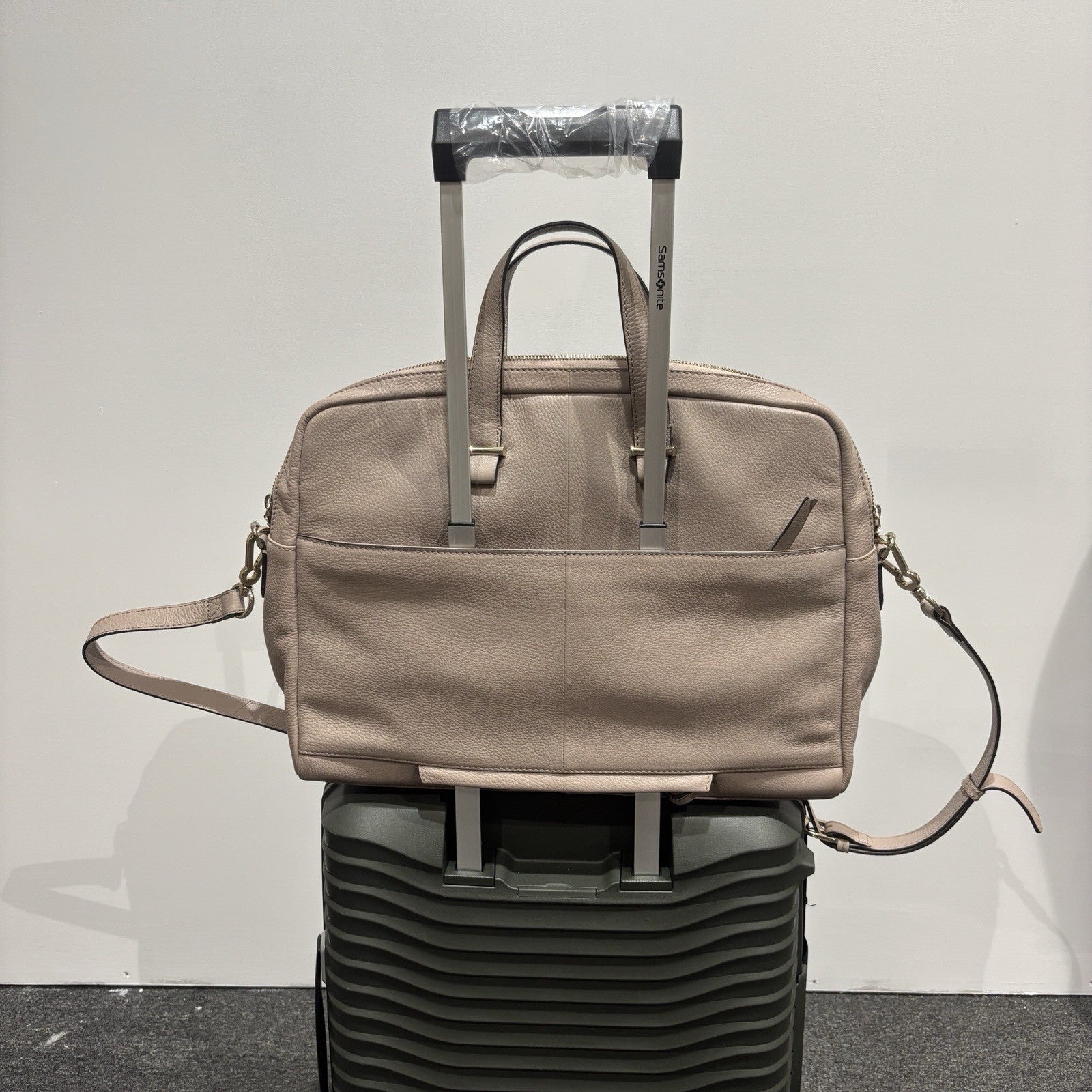 Samsonite Leather Highline Bailhandle Laptop Briefcase