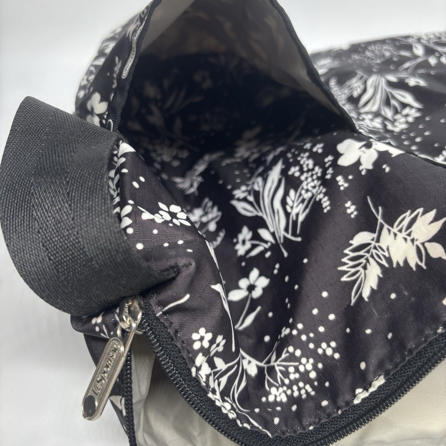 Genuine LeSportSac Crossbody Bag Black and White Floral