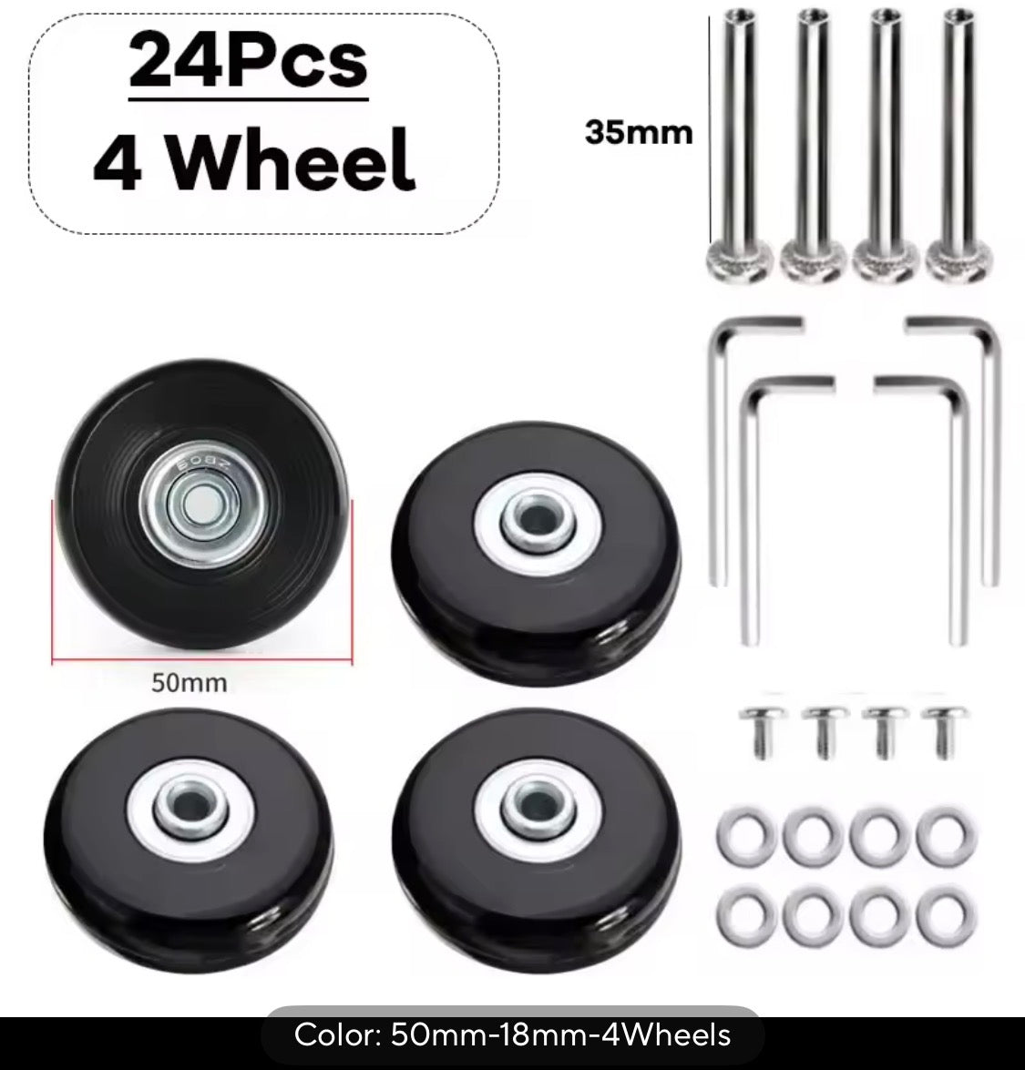 SET OF 4 UNIVERSAL REPLACEMENT WHEELS KIT