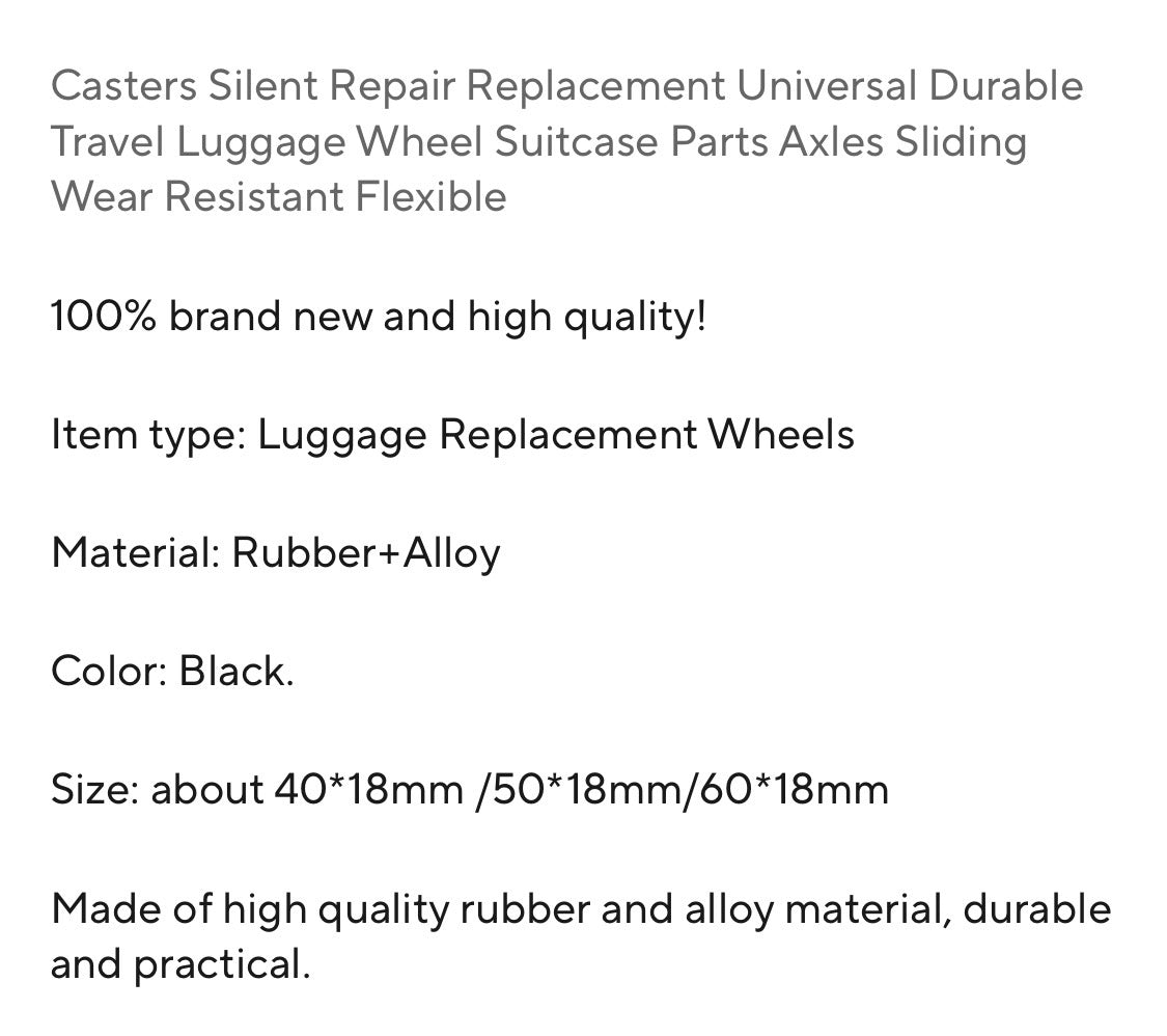 SET OF 4 UNIVERSAL REPLACEMENT WHEELS KIT