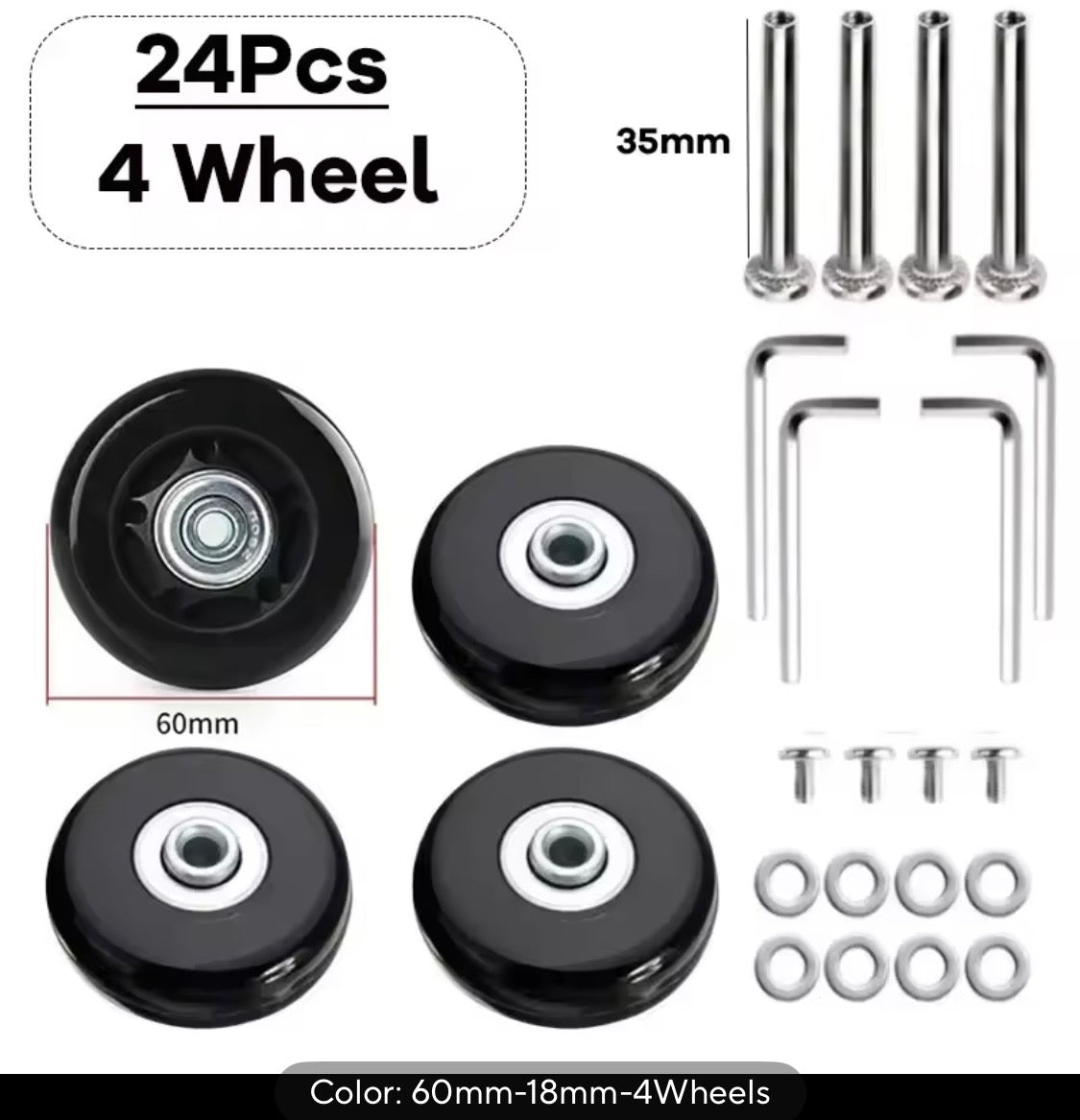 SET OF 4 UNIVERSAL REPLACEMENT WHEELS KIT